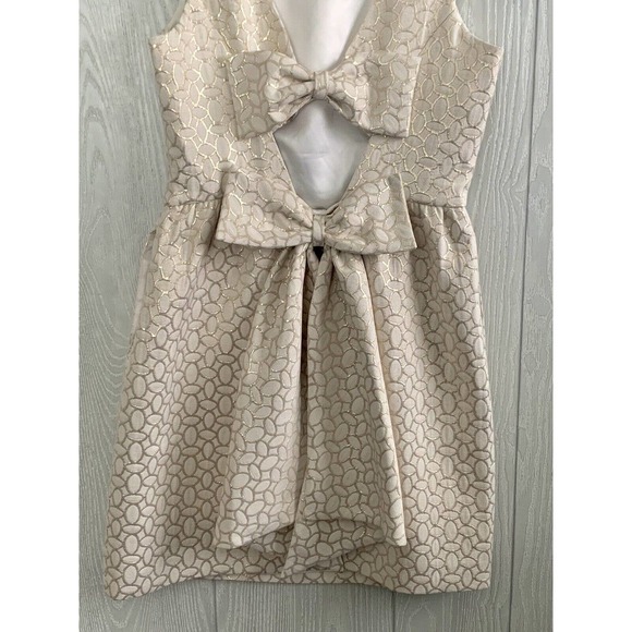Erin Fetherston Gold Cream Jacquard Winnie Cocktail Dress Women's 8 - Picture 4 of 6